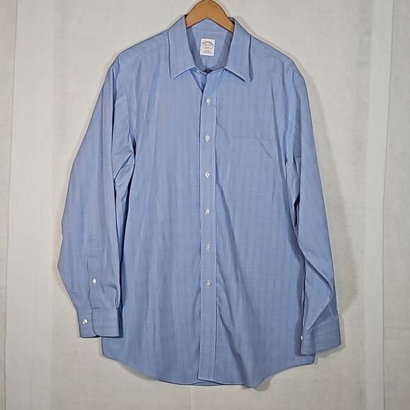 Brooks Brothers Men's Non-Iron Long Sleeve Button Down Sport Shirt Blue Plaid - Picture 1 of 4